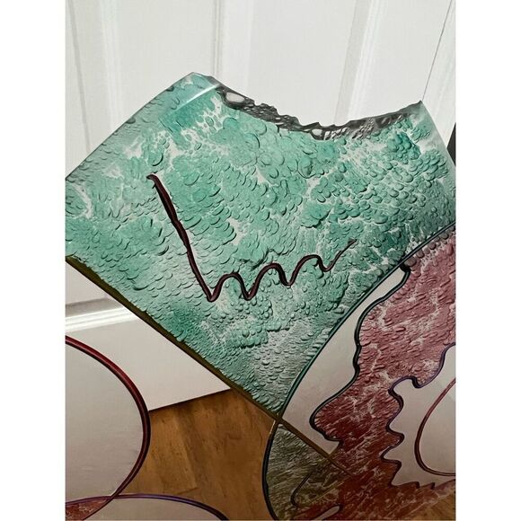 Signed Vintage crackled Abstract Acrylic Sculpture - Picture 9 of 12
